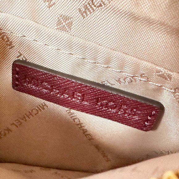 Michael Kors Jet Set Travel Small Top Zip Coin Pouch ID Key Holder Wallet Merlot - Picture 8 of 11